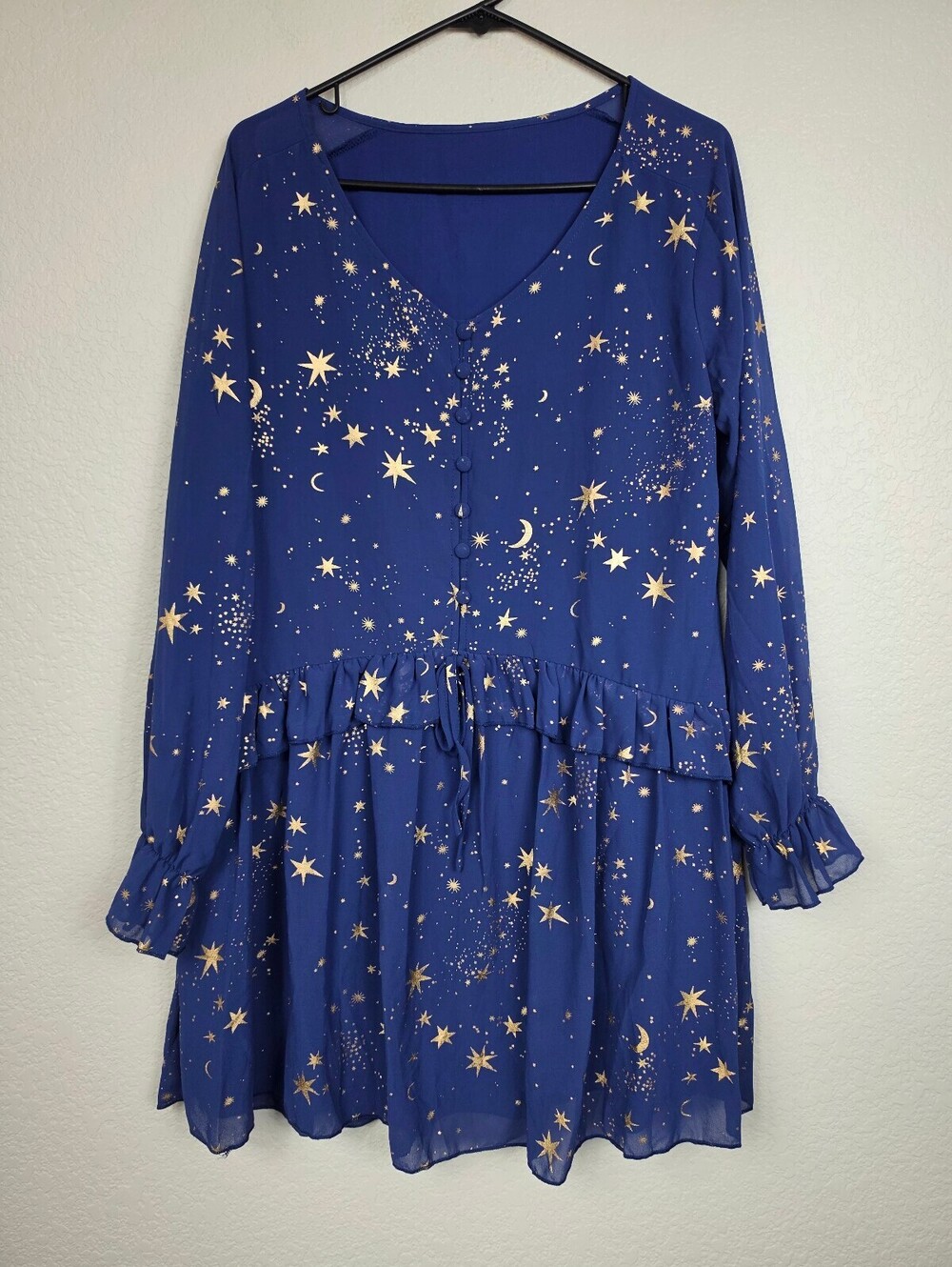 Blue Starry Night Long Sleeve Dress